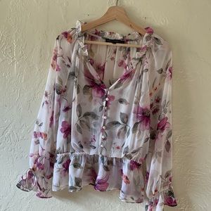 White House Black Market floral blouse size 8